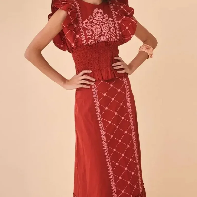 2024 Summer Women's Vintage Printed Maxi Ruffles Skirt Suit O Neck Chic Flying Sleeve Waist Tuck Tee Set Lady High Street Outfit
2024 Summer Women's Vintage Printed Maxi Ruffles Skirt Suit O Neck Chic Flying Sleeve Waist Tuck Tee Set Lady High Street Outfit