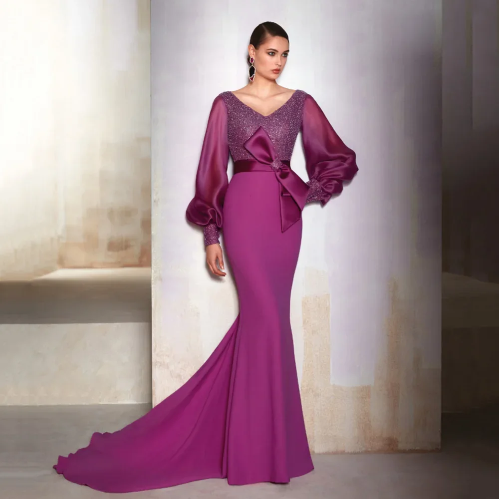 Ball Elegant V-neck Long Sleeves Evening Dresses Sexy Mermaid Prom Gown Party Dress Robe De Soiree
Ball Elegant V-neck Long Sleeves Evening Dresses Sexy Mermaid Prom Gown Party Dress Robe De Soiree