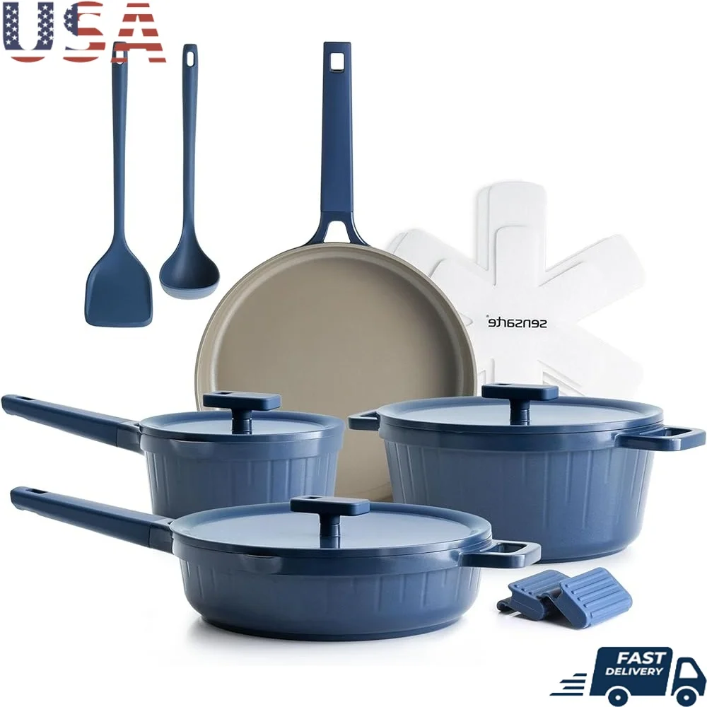 14 Pcs Ceramic Nonstick Cookware Set Induction Pots and Pans Healthy Dishwasher Safe Cooking Kitchen Utensils Included
14 Pcs Ceramic Nonstick Cookware Set Induction Pots and Pans Healthy Dishwasher Safe Cooking Kitchen Utensils Included
