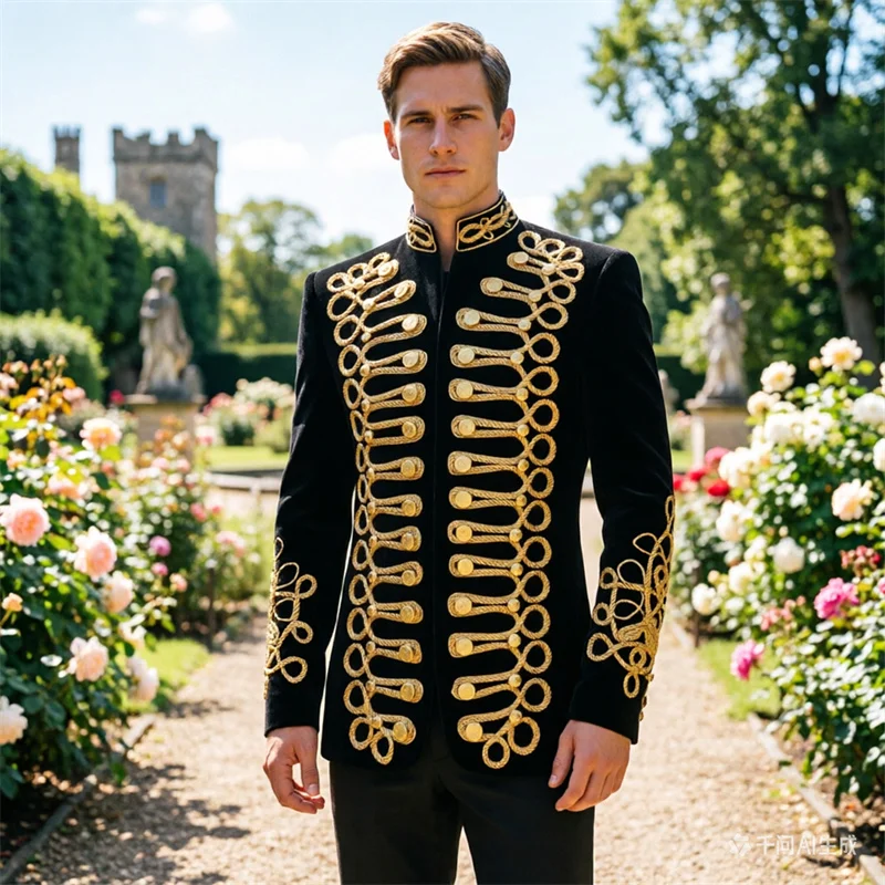 Noble Men's Court Attire Gothic Retro Suit Black Velvet Stand Collar Jacket , Fashionable Mens Wedding Ball Party Dress Blazers
Noble Men's Court Attire Gothic Retro Suit Black Velvet Stand Collar Jacket , Fashionable Mens Wedding Ball Party Dress Blazers