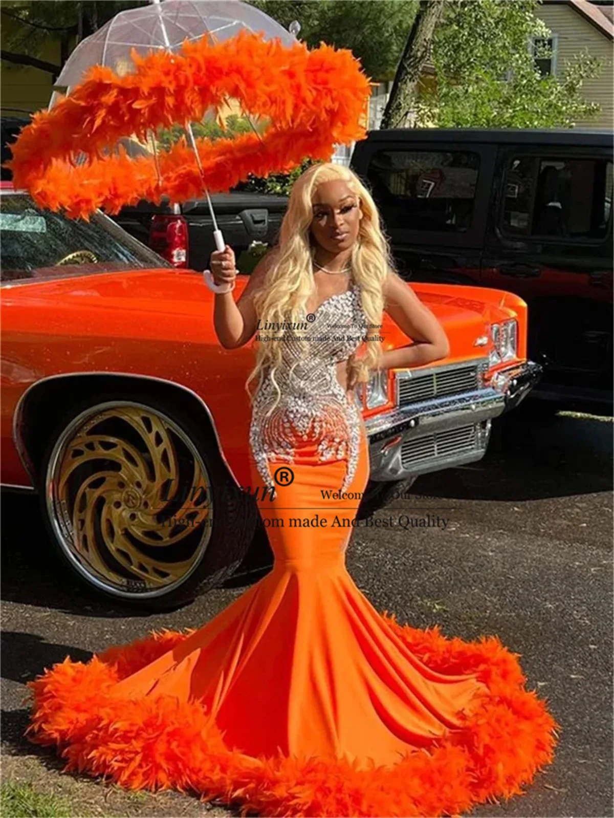 Customized Crystal Beaded Prom Dresses For Black Girls Feathers Long African Mermaid Birthday Evening Party Gown Robe De Soiree
Customized Crystal Beaded Prom Dresses For Black Girls Feathers Long African Mermaid Birthday Evening Party Gown Robe De Soiree