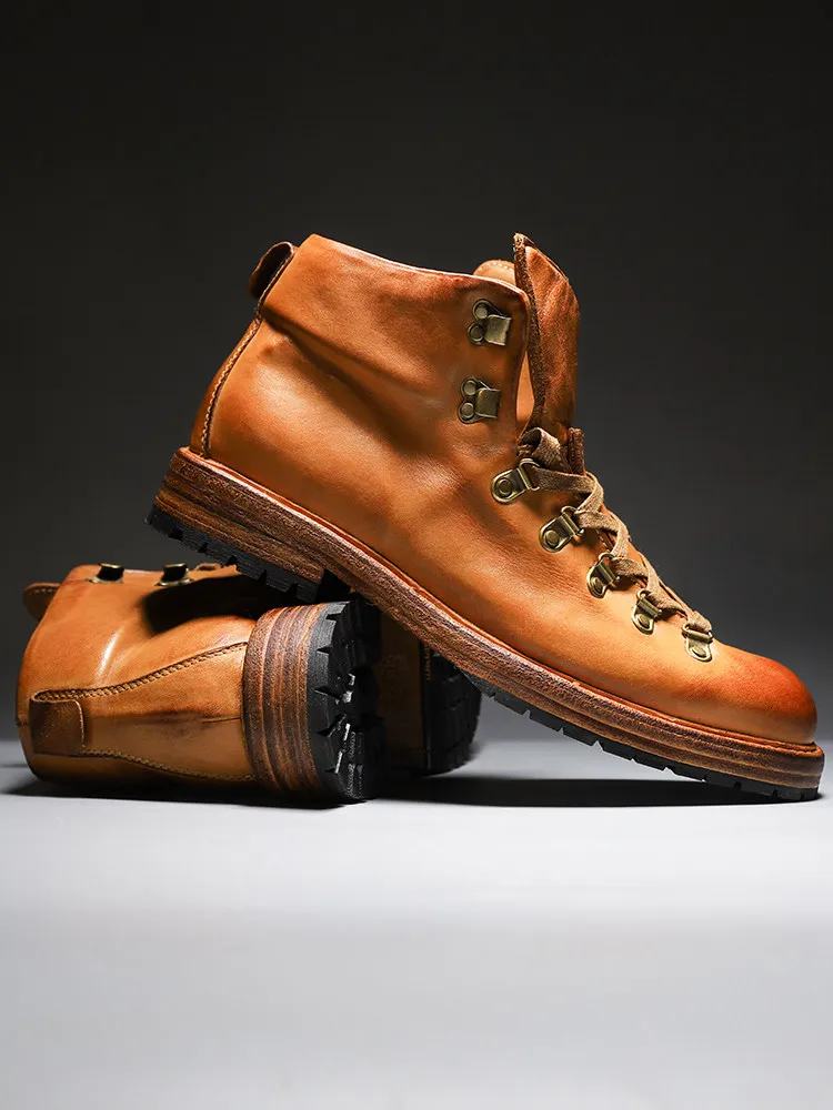 Handmade Horsehide Work Boots Outdoor Hiking Mountaineering Boots Vintage Goodyear Welted Men Shoes American Motorcycle Boots
Handmade Horsehide Work Boots Outdoor Hiking Mountaineering Boots Vintage Goodyear Welted Men Shoes American Motorcycle Boots