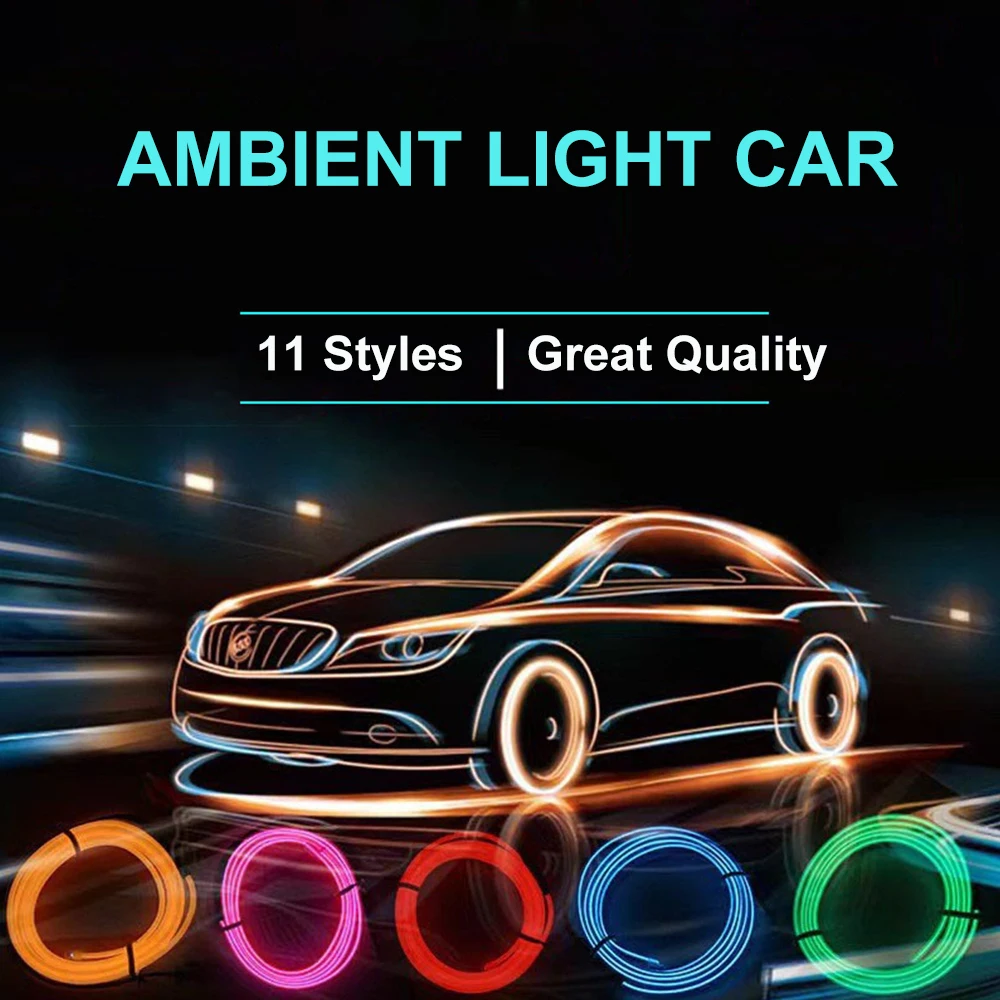 1M 2M 3M 5M Car Interior LED light Flexible EL Wire Atmosphere Light Strips USB Cold light Ambient Lights Decorative Lamp
1M 2M 3M 5M Car Interior LED light Flexible EL Wire Atmosphere Light Strips USB Cold light Ambient Lights Decorative Lamp