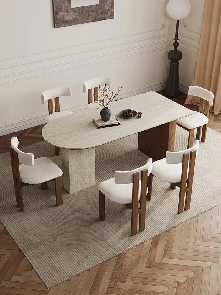 Полукруглый дизайнерский креативный островный обеденный стол и комбинация стульев, французский ретро-пещерный обеденный стол из каменной каменной плиты
Полукруглый дизайнерский креативный островный обеденный стол и комбинация стульев, французский ретро-пещерный обеденный стол из каменной каменной плиты