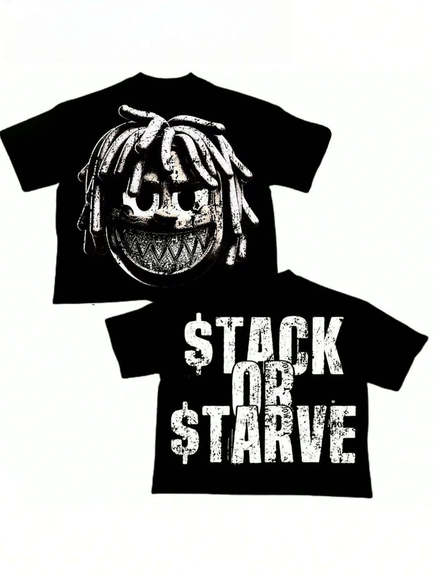 A Figure With Dreadlocks,100% Cotton Tee "STACK OR STARVE" Hustle Grind Motivation graphic t shirts
A Figure With Dreadlocks,100% Cotton Tee "STACK OR STARVE" Hustle Grind Motivation graphic t shirts