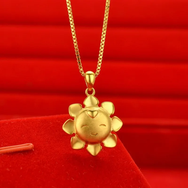 AU999 Gold Necklace Womens Sunflower Smiley Face Pendant 24K Pure Gold Clavicle Chain Temperament Fashion Light Luxury Necklace
AU999 Gold Necklace Womens Sunflower Smiley Face Pendant 24K Pure Gold Clavicle Chain Temperament Fashion Light Luxury Necklace