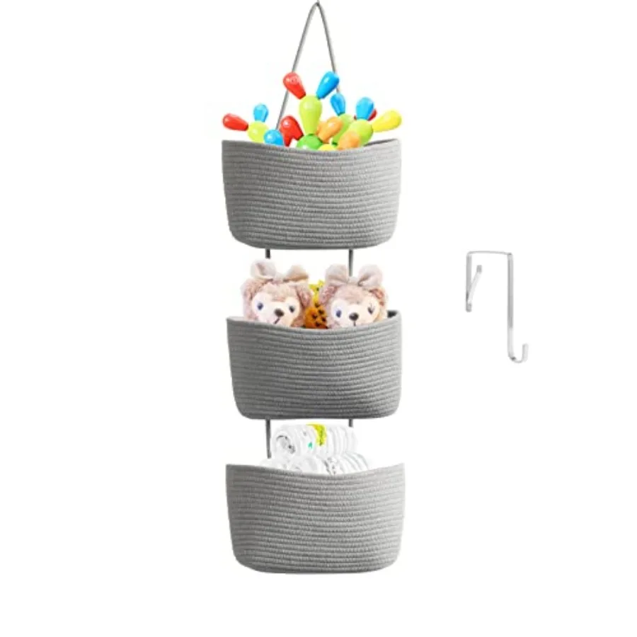 Over the Door Hanging Basket, 3-Tier Woven Cotton Wall-Mounted Storage Organizer Bag Decorative Hanging Nursery Baskets
Over the Door Hanging Basket, 3-Tier Woven Cotton Wall-Mounted Storage Organizer Bag Decorative Hanging Nursery Baskets