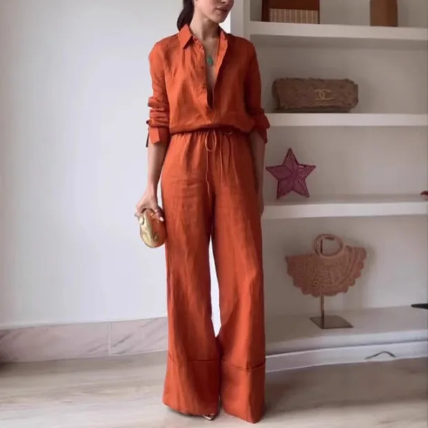 Fashion Solid Color Shirt Pants 2 Pieces Set Casual Women Single Breasted Top Wide Leg Pants Sets Summer Lady High Street Outfit
Fashion Solid Color Shirt Pants 2 Pieces Set Casual Women Single Breasted Top Wide Leg Pants Sets Summer Lady High Street Outfit