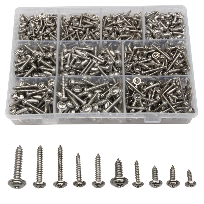 900PCS Stainless Steel Screw Cross Self-tapping Bolt PWA With Pad Phillips Round Screws Bolt Kit For Connection Of Machine
900PCS Stainless Steel Screw Cross Self-tapping Bolt PWA With Pad Phillips Round Screws Bolt Kit For Connection Of Machine