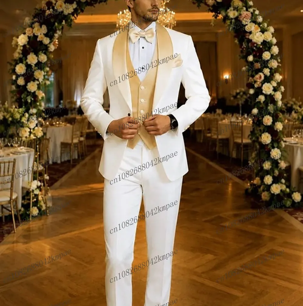 Champagne And White New Formal Men Suit Groom Groomsman Wedding Party Prom Business Male Tuxedos 3 Piece Set Blazer Vest Pants
Champagne And White New Formal Men Suit Groom Groomsman Wedding Party Prom Business Male Tuxedos 3 Piece Set Blazer Vest Pants