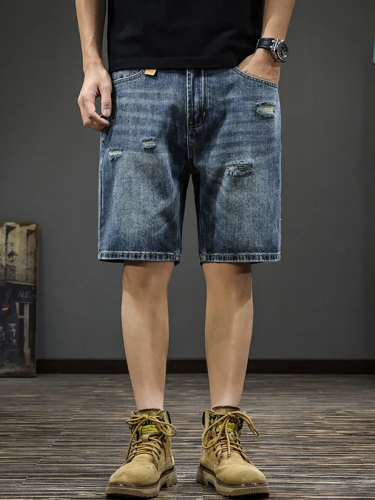 American Style Vintage Hole Denim Shorts Men's New Summer Trend Loose Casual Straight Five-Point Pants Youth Zipper Closure
American Style Vintage Hole Denim Shorts Men's New Summer Trend Loose Casual Straight Five-Point Pants Youth Zipper Closure