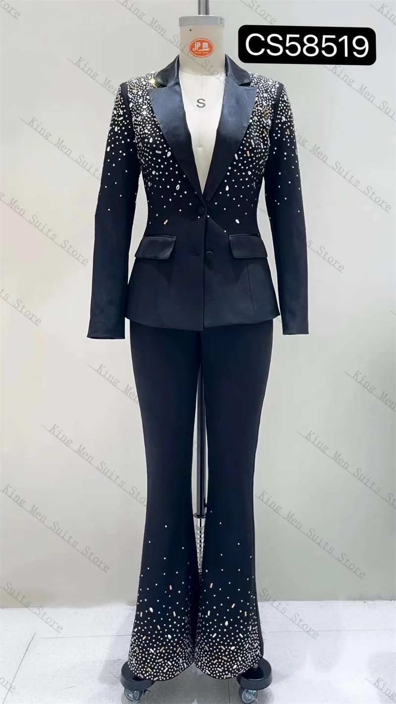 Navy Blue Women Suits Set 2 Piece Blazer+Pants Trousers Crystals Stone Customized Office Lady Jacket Wedding Tuxedo Prom Coat 
Navy Blue Women Suits Set 2 Piece Blazer+Pants Trousers Crystals Stone Customized Office Lady Jacket Wedding Tuxedo Prom Coat