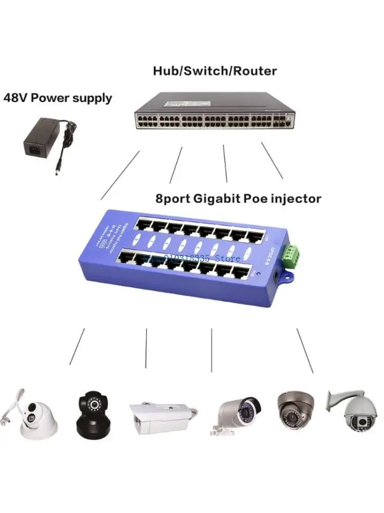 High Performances 8 Port Poe Power Over Ethernet Injector for Office & Home Use
High Performances 8 Port Poe Power Over Ethernet Injector for Office & Home Use