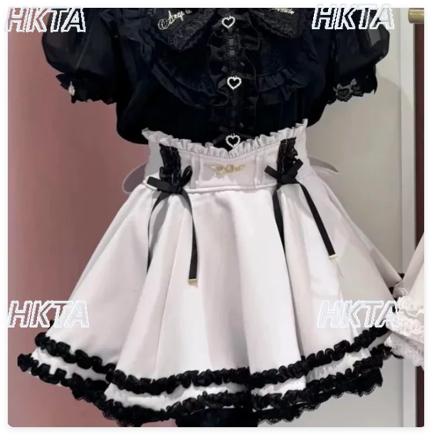 Lolita High Waist Short Skirt Women Ruffle Lace Trim Pleated Skirt Cute Girls Japanese Style A-Line Short Skirts with Puffy Hem
Lolita High Waist Short Skirt Women Ruffle Lace Trim Pleated Skirt Cute Girls Japanese Style A-Line Short Skirts with Puffy Hem