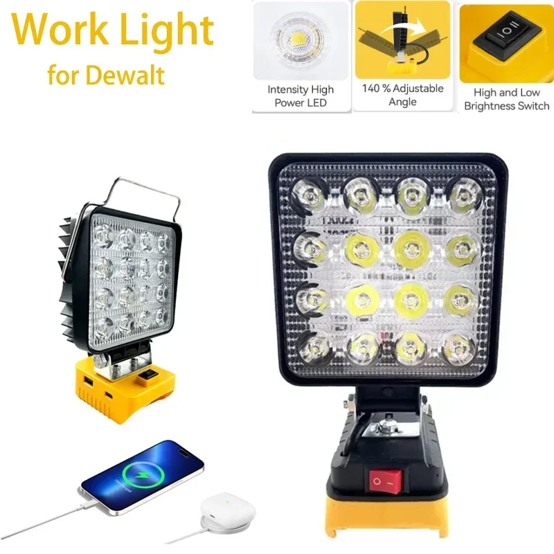 Work Light for Dewalt 18V 20V Battery for Workshop Emergency with USB Type-C LED Cordless Floodlight LED Light Camping
Work Light for Dewalt 18V 20V Battery for Workshop Emergency with USB Type-C LED Cordless Floodlight LED Light Camping