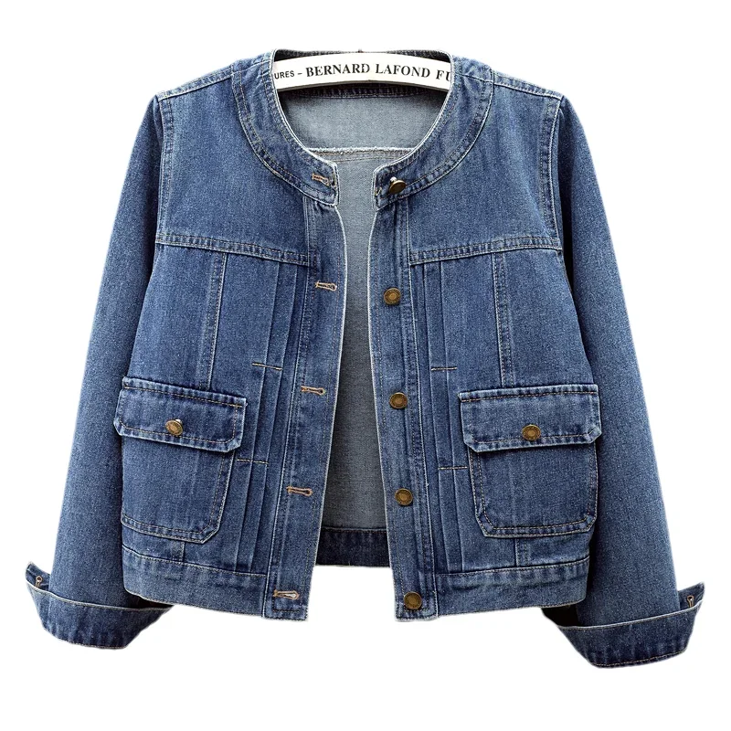 Spring Autumn Women Dark Blue O Neck Big Pocket Denim Jacket Slim Short Student Cowboy Outerwear Long Sleeve Jeans Jacket Female
Spring Autumn Women Dark Blue O Neck Big Pocket Denim Jacket Slim Short Student Cowboy Outerwear Long Sleeve Jeans Jacket Female