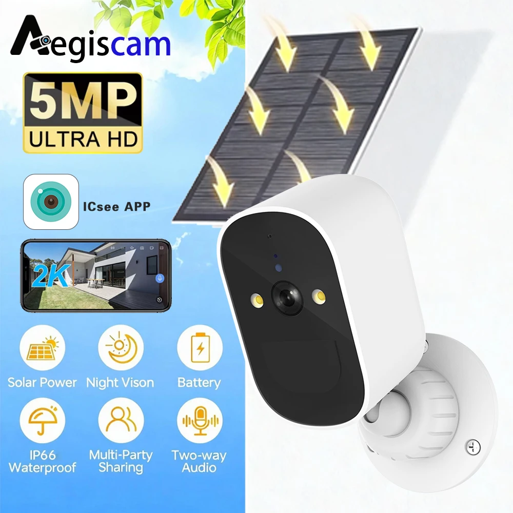 5MP HDSolar Camera Wifi Outdoor Built-in Rechargeable Battery PIR Human Detection Video Surveillance Security Camera
5MP HDSolar Camera Wifi Outdoor Built-in Rechargeable Battery PIR Human Detection Video Surveillance Security Camera