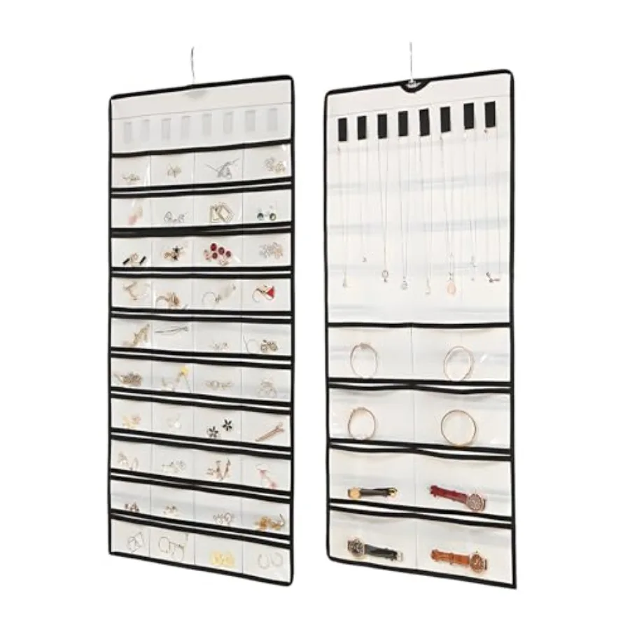 s Hanging Jewelry Organizer with Necklace Straps, Double-Sided White Closet Jewelry Holder for Space-Saving Storage of Earrings
s Hanging Jewelry Organizer with Necklace Straps, Double-Sided White Closet Jewelry Holder for Space-Saving Storage of Earrings