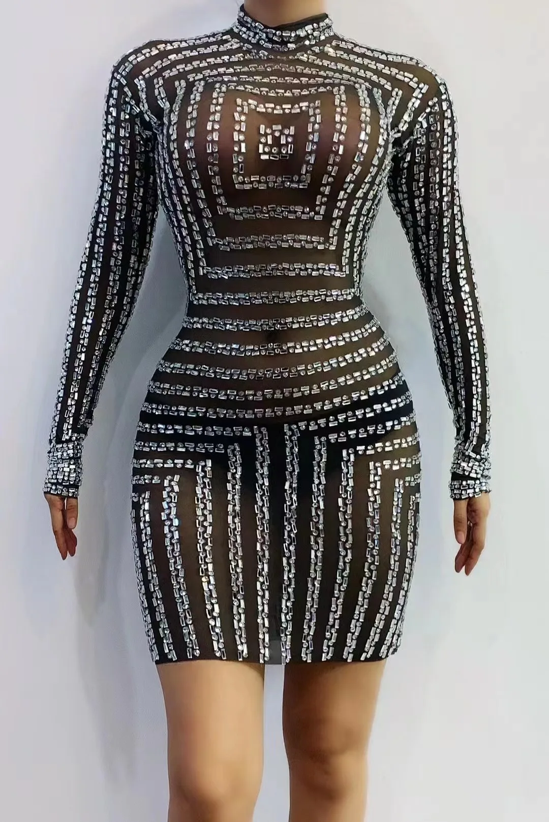 SexyStageSparklySilverRhinestonesBlackMeshTransparentShortDress EveningBirthdayWeddingPartyOutfitSingerDanceWear
SexyStageSparklySilverRhinestonesBlackMeshTransparentShortDress EveningBirthdayWeddingPartyOutfitSingerDanceWear