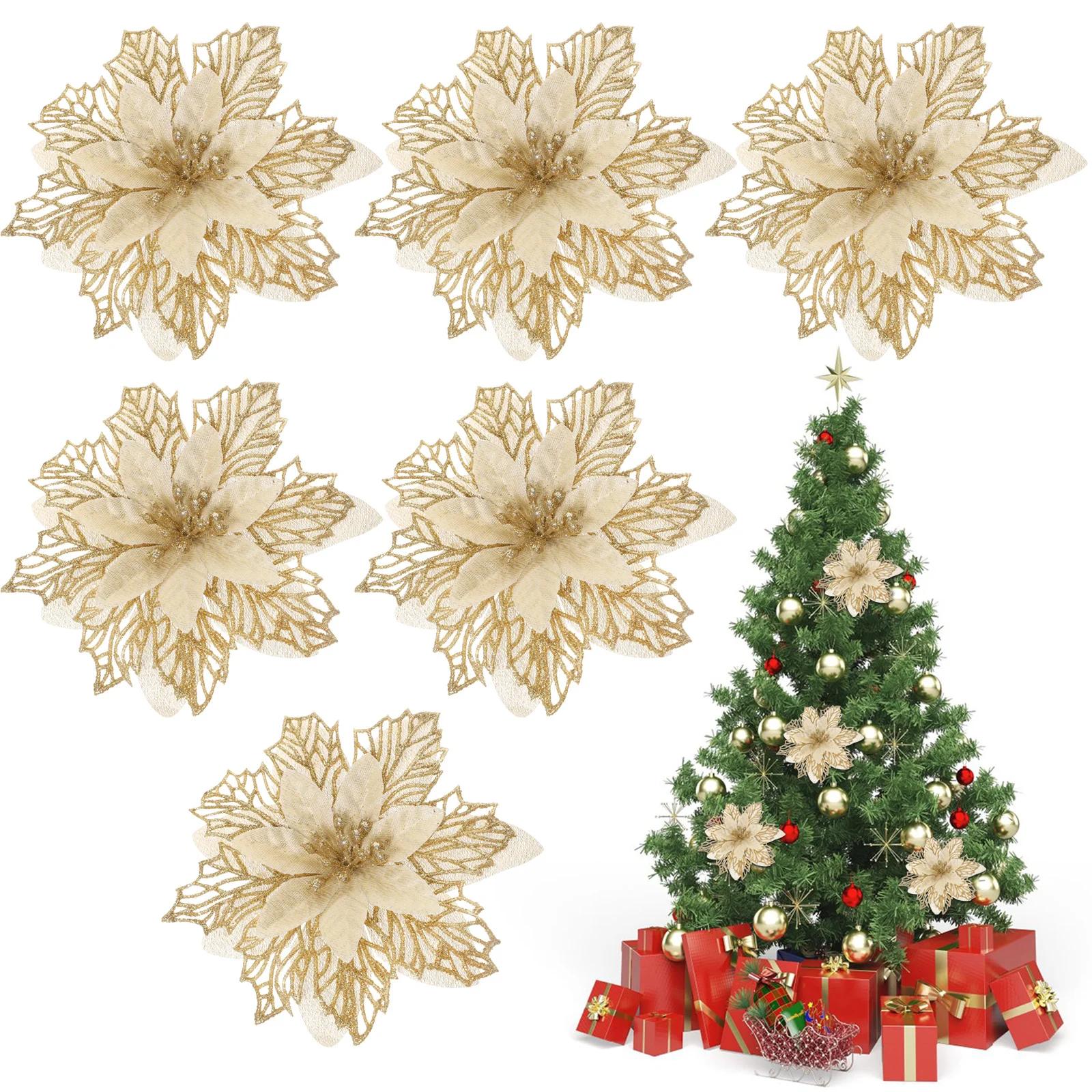 6Pcs Xmas Tree Flowers Artificial Plastic Flower Decor for Christmas Party Home Wall Mantle Outdoor Indoor Festive Setup
6Pcs Xmas Tree Flowers Artificial Plastic Flower Decor for Christmas Party Home Wall Mantle Outdoor Indoor Festive Setup