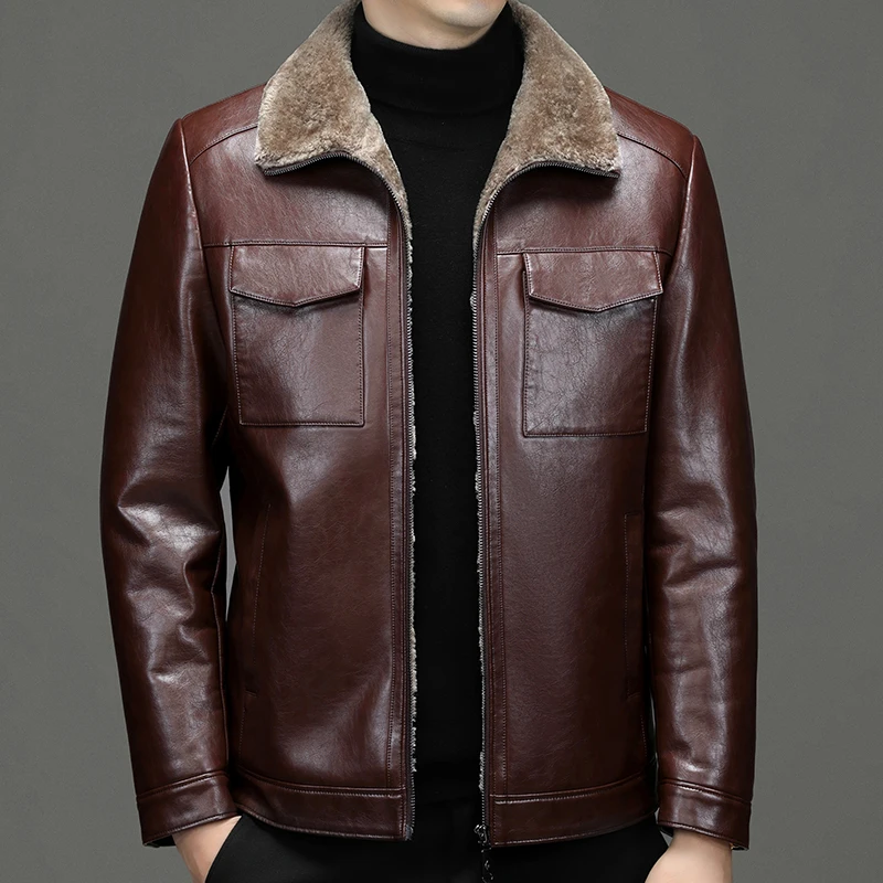2023 Winter High Quality Windproof Locomotive Jacket Men's Faux Leather Jackets Mens Thicken Warm jacket Fleece Lining
2023 Winter High Quality Windproof Locomotive Jacket Men's Faux Leather Jackets Mens Thicken Warm jacket Fleece Lining