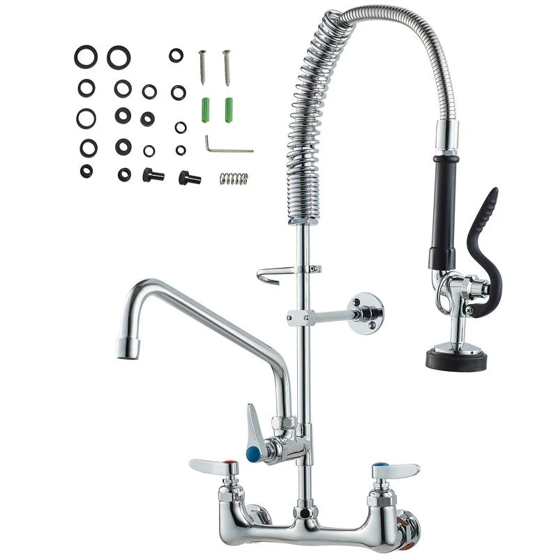 25" Wall Mount Kitchen Faucet, 8" Center, 12" Swing Spout, Brass Pull-Down Spray, for 1/2/3 Compartment Sinks
25" Wall Mount Kitchen Faucet, 8" Center, 12" Swing Spout, Brass Pull-Down Spray, for 1/2/3 Compartment Sinks