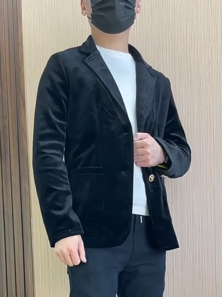 Casual Velvet Men's Suit Jaet Sli Single Piece Autumn Faion Ci Adult Long Sve Busin Casual Flat Collar kets
Casual Velvet Men's Suit Jaet Sli Single Piece Autumn Faion Ci Adult Long Sve Busin Casual Flat Collar kets