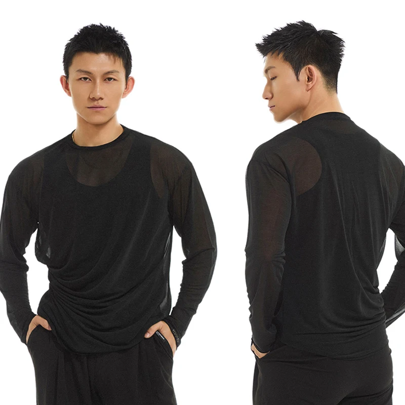 2025 Latin Dance Performance Costumes For Men Long Sleeved Mesh Black Shirts Chacha Rumba Tango Adult Latin Clothes DQS19030
2025 Latin Dance Performance Costumes For Men Long Sleeved Mesh Black Shirts Chacha Rumba Tango Adult Latin Clothes DQS19030