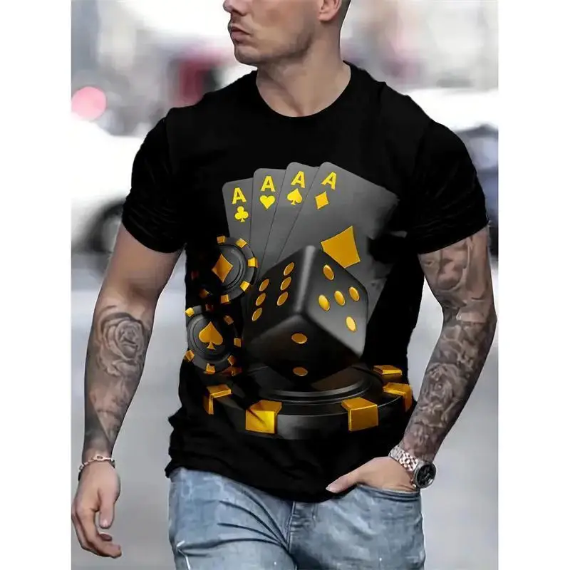Poker Pattern T-shirt Men's Poker 3D Printing Short Sleeve Summer Fashion Casual T-shirt Streetwear Comfortable
Poker Pattern T-shirt Men's Poker 3D Printing Short Sleeve Summer Fashion Casual T-shirt Streetwear Comfortable