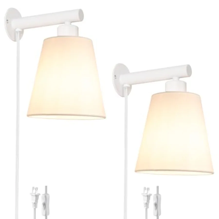 Plug in Wall Sconces Set of Two, Wall Sconce with Cord, Bedside Wall Lamps Plug in Set of 2 with Fabric Linen Shade, Wall Decor
Plug in Wall Sconces Set of Two, Wall Sconce with Cord, Bedside Wall Lamps Plug in Set of 2 with Fabric Linen Shade, Wall Decor
