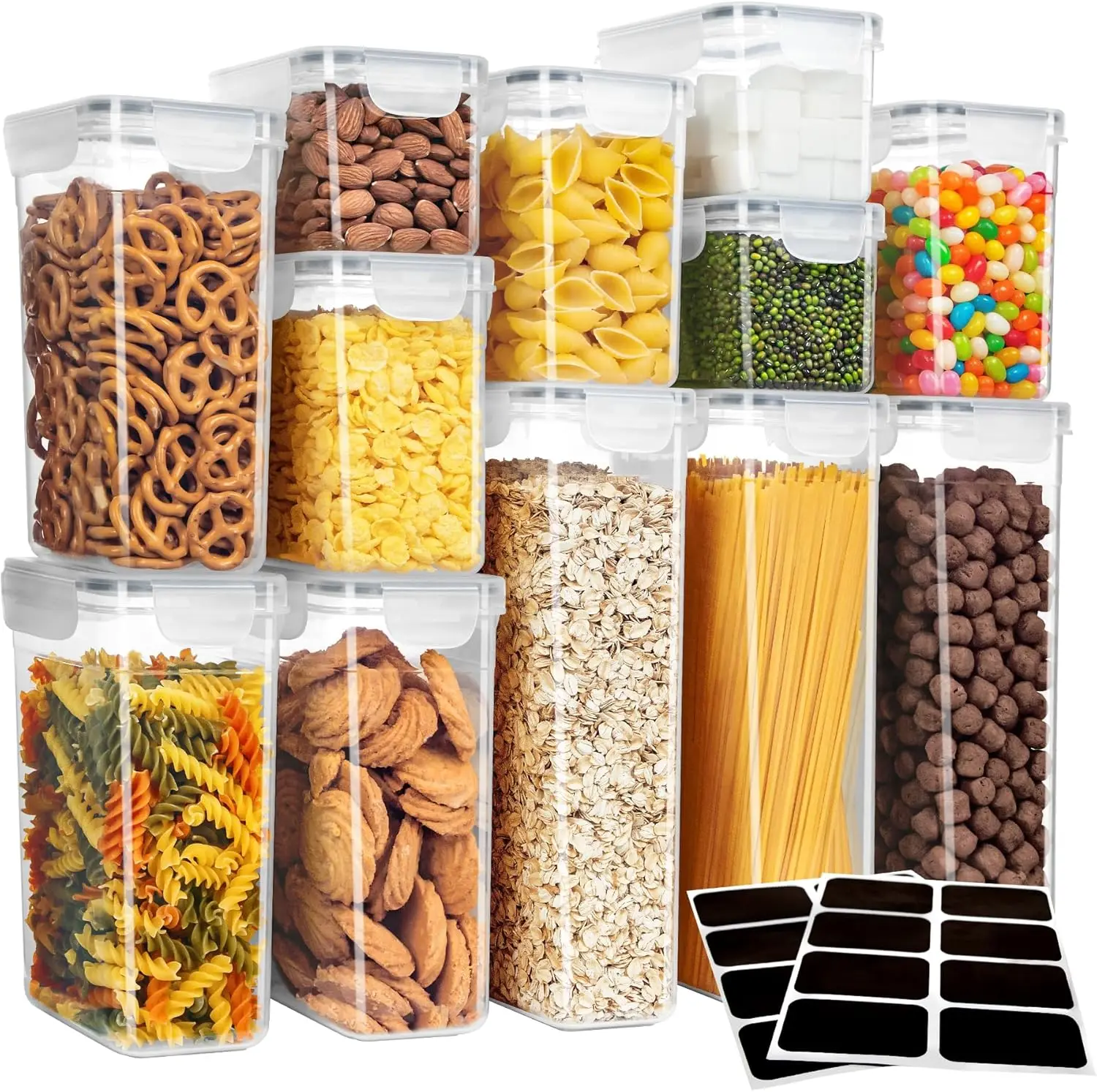 BPA Free Kitchen Pantry Organization, Kitchen Canisters for Cereal, Spaghetti, includes 24 Reusable Sticker Labels
BPA Free Kitchen Pantry Organization, Kitchen Canisters for Cereal, Spaghetti, includes 24 Reusable Sticker Labels