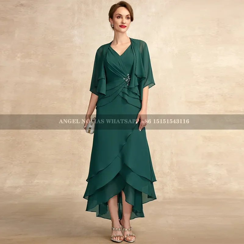 High Low Green Mother of Bride Dresses for Woman with Jacket Wedding Party Gown with Belt vestidos para madre de novia 2024
High Low Green Mother of Bride Dresses for Woman with Jacket Wedding Party Gown with Belt vestidos para madre de novia 2024