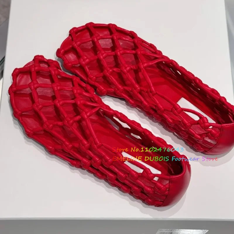 French Woven Mesh Hollow Flat Bottomed Round Toe Summer Sandals Red Hollow Slip On Summer Newest Ballet Sandals Women Shoes
French Woven Mesh Hollow Flat Bottomed Round Toe Summer Sandals Red Hollow Slip On Summer Newest Ballet Sandals Women Shoes