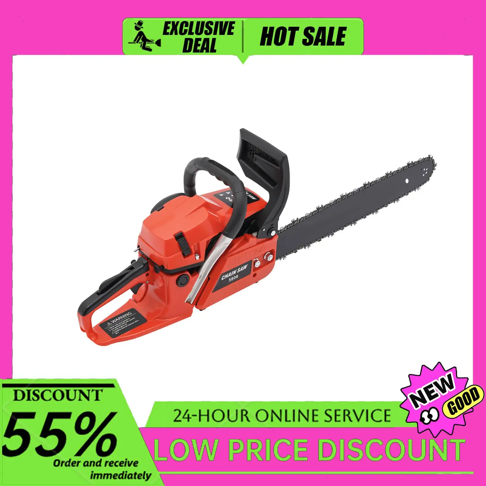 58cc High-Power Gas Chainsaw 20-inch Logging Saw Two-Stroke Chainsaw Suitable for Tree Felling and Wood Processing in Gardening
58cc High-Power Gas Chainsaw 20-inch Logging Saw Two-Stroke Chainsaw Suitable for Tree Felling and Wood Processing in Gardening