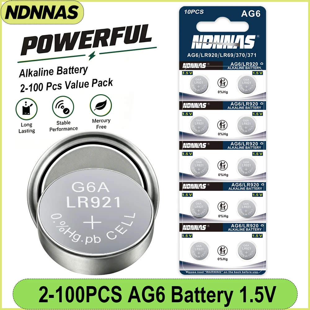2-100PCS AG6 LR920 SR920SW 371 1.5V Alkaline Button Batteries Replace 371A 171 SR920 LR921 L921 LR69 Coin Cell for Watch Car Key
2-100PCS AG6 LR920 SR920SW 371 1.5V Alkaline Button Batteries Replace 371A 171 SR920 LR921 L921 LR69 Coin Cell for Watch Car Key