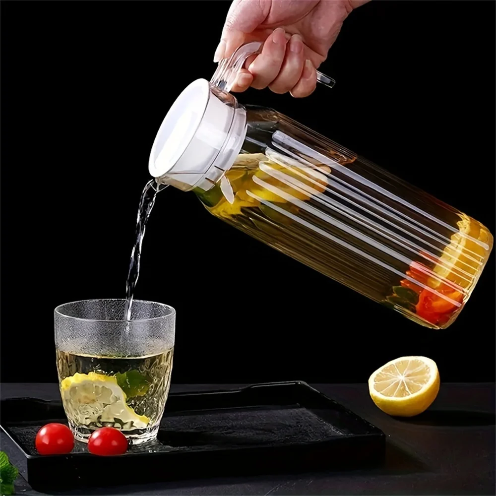 1pc Acrylic Pitcher Transparent Juice Bottle with Lid, Striped Water Ice Cold Juice Jug Non-Slip Handle for Bar Home Homemade Be
1pc Acrylic Pitcher Transparent Juice Bottle with Lid, Striped Water Ice Cold Juice Jug Non-Slip Handle for Bar Home Homemade Be