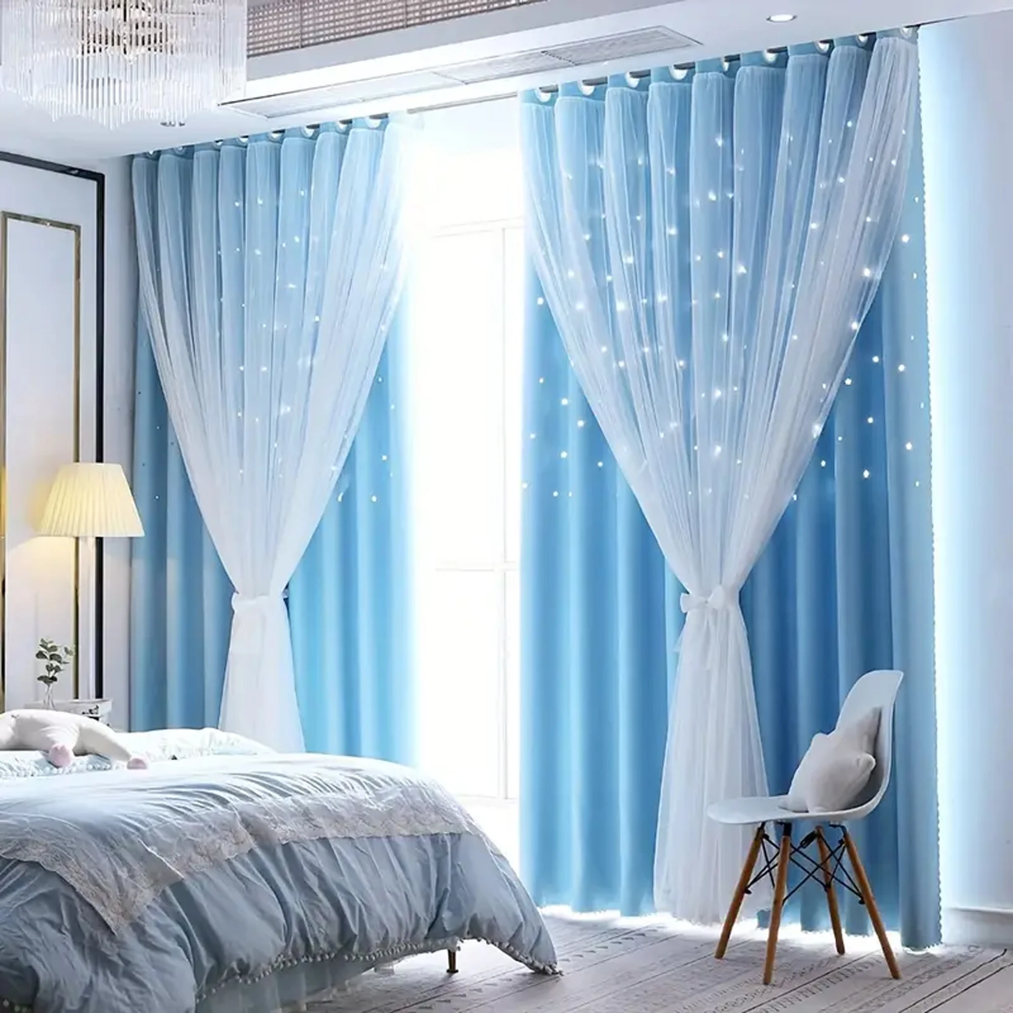 1pc Stylish Double Layer Sheer Paired Curtains, Star Details, Blackout for Living Room,Bedroom,Cozy Dreamy Space
1pc Stylish Double Layer Sheer Paired Curtains, Star Details, Blackout for Living Room,Bedroom,Cozy Dreamy Space