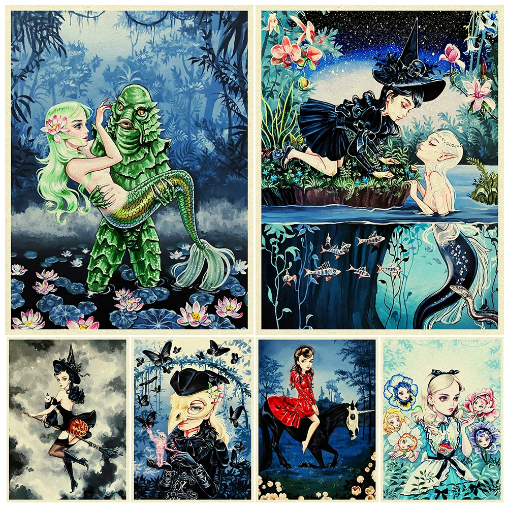 The Gaze Of A Mermaid And A Witch Vintage Wall Art Dancing Bat Girl Canvas Print Gothic Dark Wicca Art Poster Print Home Decor
The Gaze Of A Mermaid And A Witch Vintage Wall Art Dancing Bat Girl Canvas Print Gothic Dark Wicca Art Poster Print Home Decor