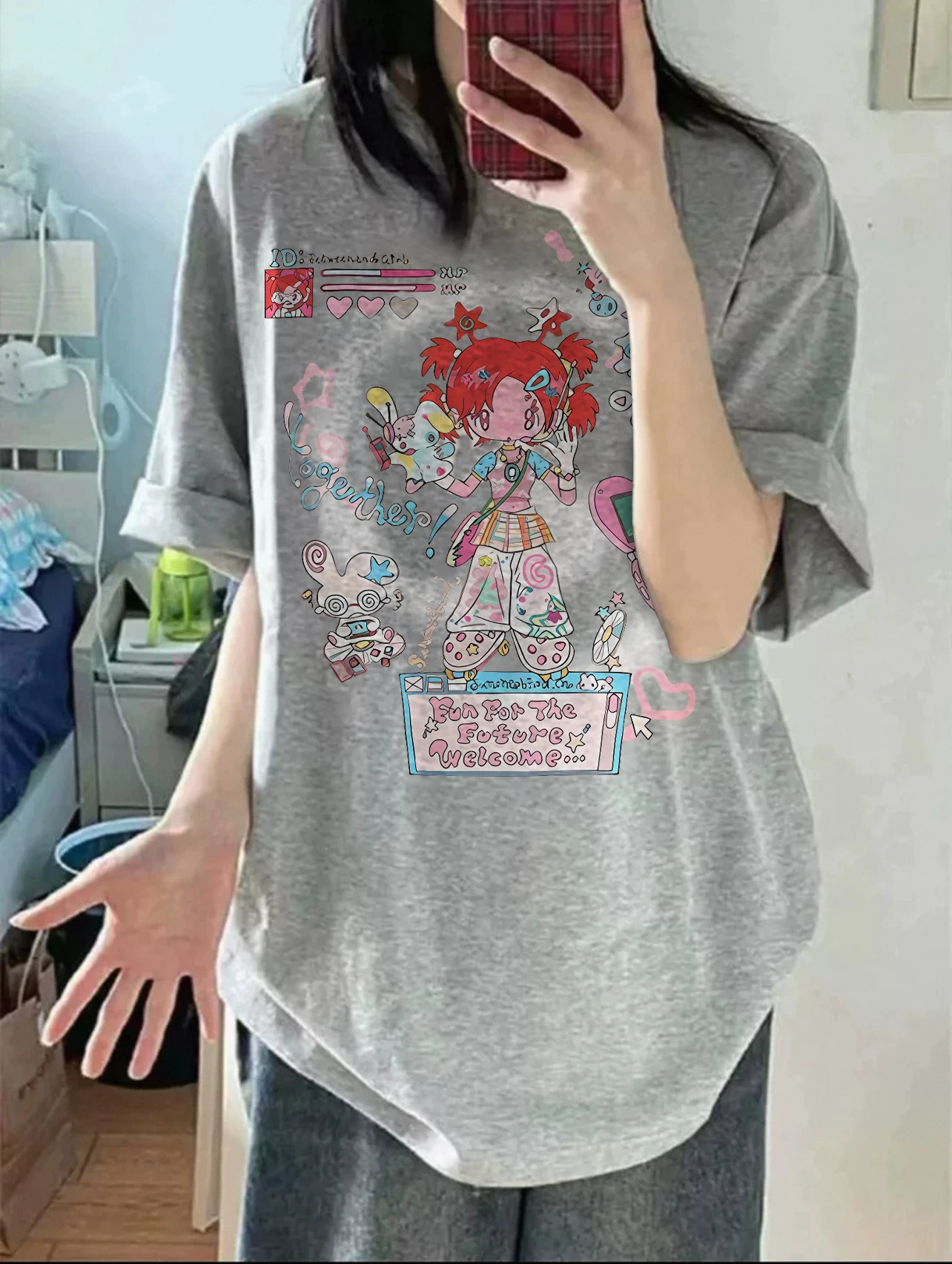 Retro American Light ey Pure Cotton ort Sve T-irt Women's Summer New Loose Cute Versatile Student Top
Retro American Light ey Pure Cotton ort Sve T-irt Women's Summer New Loose Cute Versatile Student Top