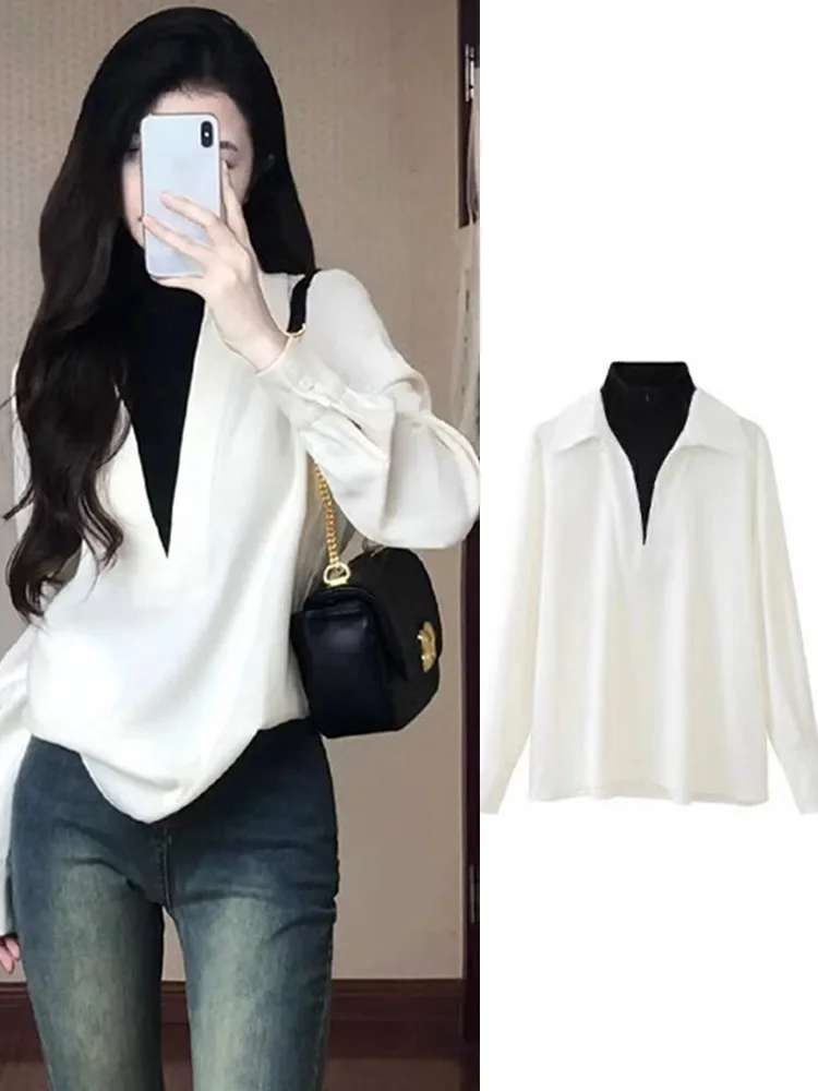 White Flocking Shirt Women's Autumn Winter New Style Layered Inner Wear Base Set Two-Piece Suite Korean Loose Fit Long Sleeve...
White Flocking Shirt Women's Autumn Winter New Style Layered Inner Wear Base Set Two-Piece Suite Korean Loose Fit Long Sleeve...