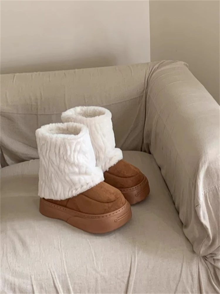 Winter Outdoor Women's Snow Boots Thick Bottom Warm Fleece Lined Anti-Slip Fur Booties Fashionable Mid-Cut Cold Proof
Winter Outdoor Women's Snow Boots Thick Bottom Warm Fleece Lined Anti-Slip Fur Booties Fashionable Mid-Cut Cold Proof