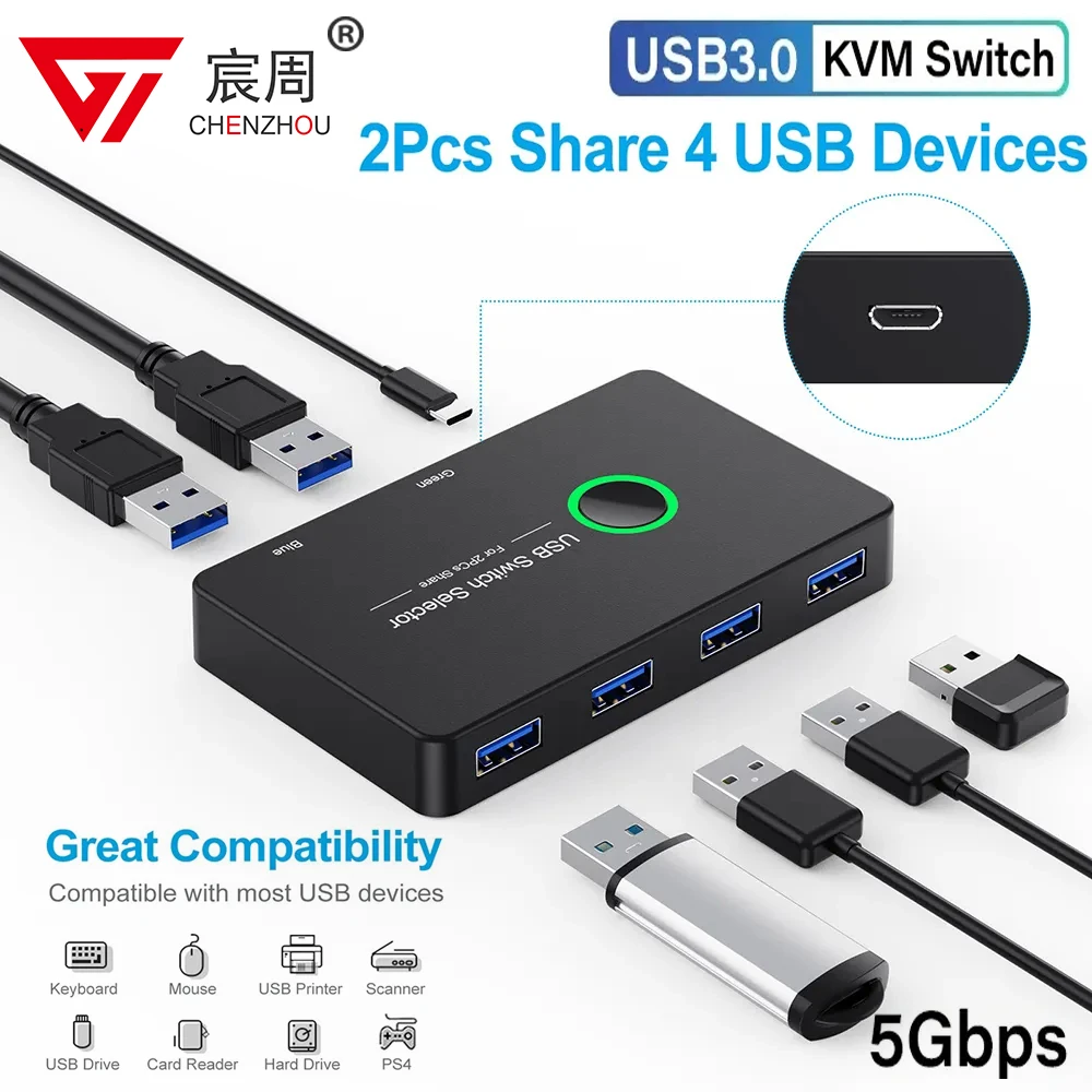 KVM-переключатель USB 3.0 Общий USB-переключатель 2 входа 4 выхода для ноутбука ПК Клавиатура Мышь Принтер USB-переключатель Контроллер Концентратор Адаптер
KVM-переключатель USB 3.0 Общий USB-переключатель 2 входа 4 выхода для ноутбука ПК Клавиатура Мышь Принтер USB-переключатель Контроллер Концентратор Адаптер