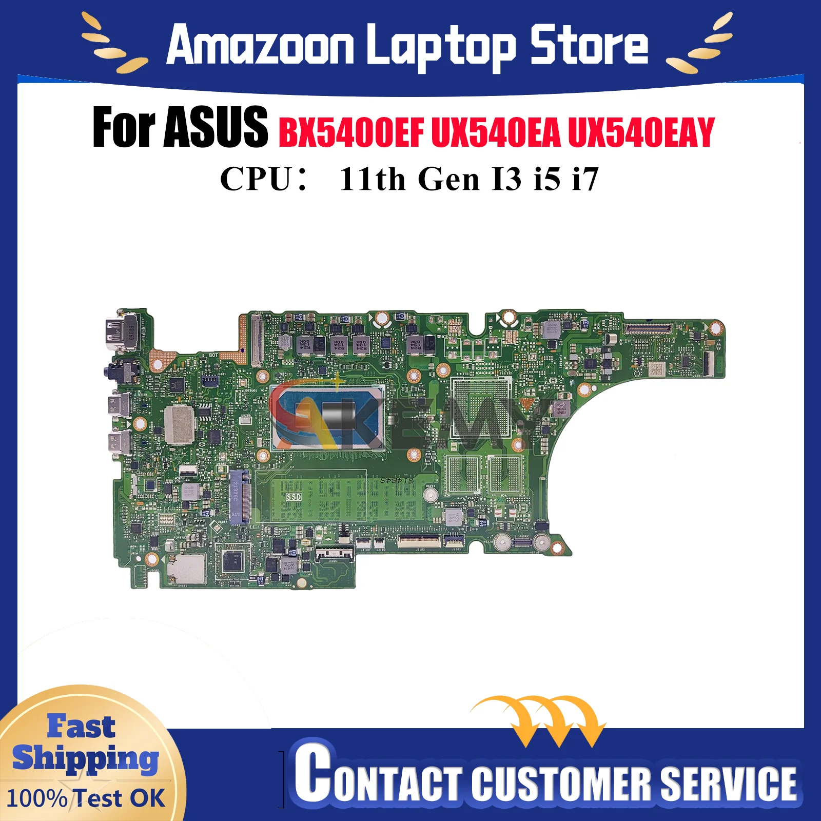 UX5400EA Laptop Motherboard For ASUS ZenBook UX540EAY BX5400EB UX540EA UX5400 BX5400EF Mainboard 11th Gen I3 i5 i7 100% tests OK
UX5400EA Laptop Motherboard For ASUS ZenBook UX540EAY BX5400EB UX540EA UX5400 BX5400EF Mainboard 11th Gen I3 i5 i7 100% tests OK