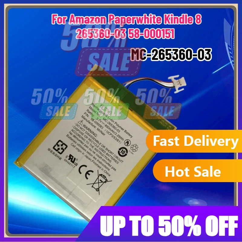 【Fast Delivery】New 890mAh MC-265360-03 Battery For Amazon Paperwhite Kindle 8 265360-03 58-000151 Batteries FOR Kindle7 558 WP63
【Fast Delivery】New 890mAh MC-265360-03 Battery For Amazon Paperwhite Kindle 8 265360-03 58-000151 Batteries FOR Kindle7 558 WP63