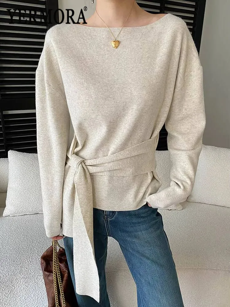 YERMORA Gray Ribbon Knot Casual Knitting Pullover For Women O-Neck Long Sleeve Loose New Sweater Fashion Tide Spring Autumn 2026
YERMORA Gray Ribbon Knot Casual Knitting Pullover For Women O-Neck Long Sleeve Loose New Sweater Fashion Tide Spring Autumn 2026