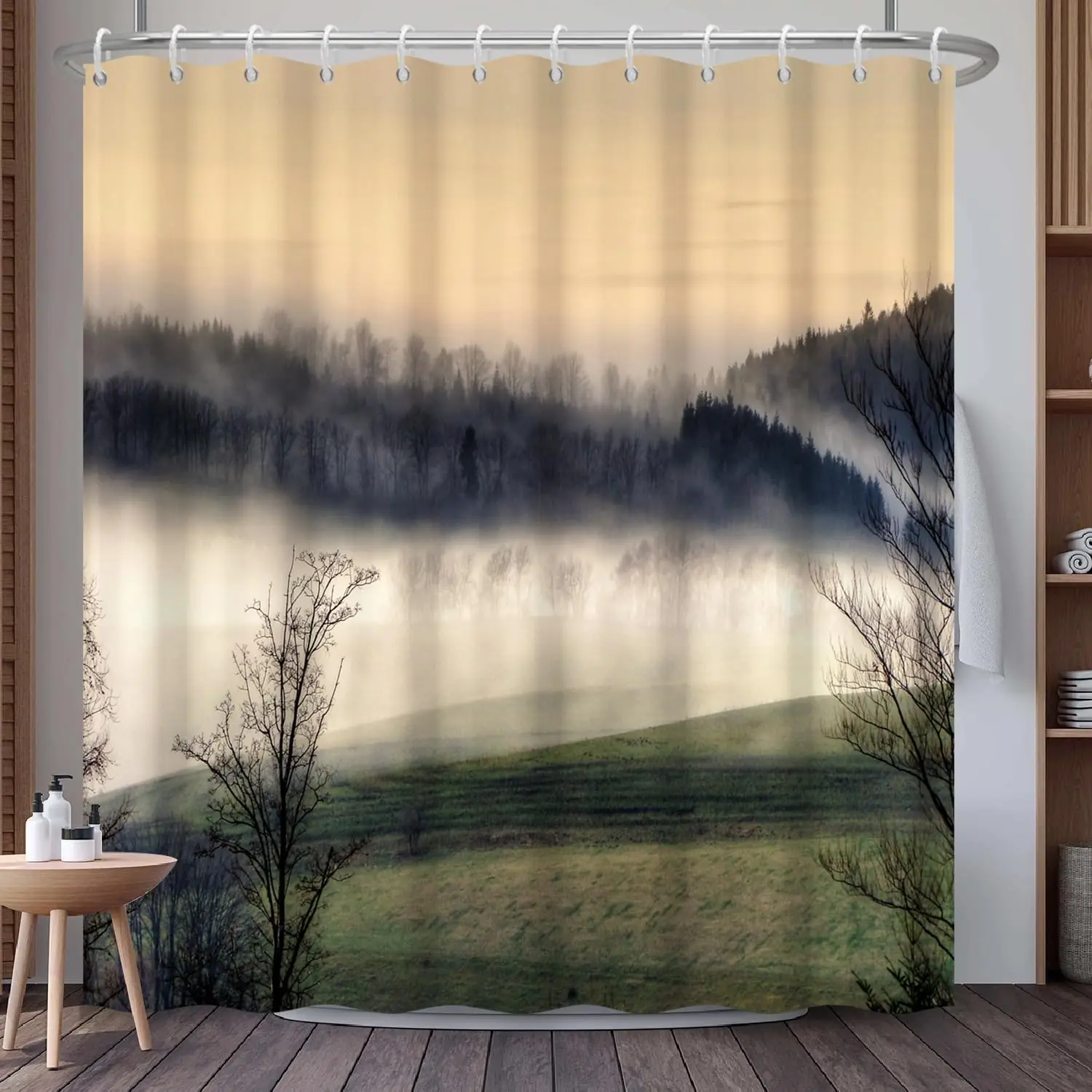 Foggy Forest Shower Curtain with Hooks, Nature Inspired Misty Landscape Print Waterproof Fabric Bath Tub Curtain for Tranquil
Foggy Forest Shower Curtain with Hooks, Nature Inspired Misty Landscape Print Waterproof Fabric Bath Tub Curtain for Tranquil
