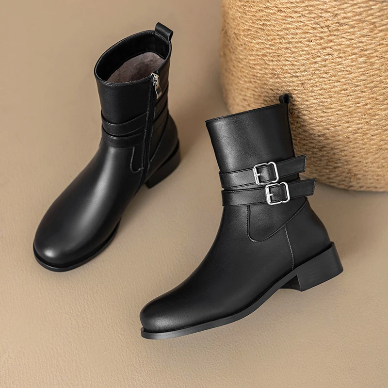 2025 Autumn Winter New Genuine Leather Boots Women Round Toe Buckle Chunky Heels Ankle Boots Handmade Cowboy Western Boots
2025 Autumn Winter New Genuine Leather Boots Women Round Toe Buckle Chunky Heels Ankle Boots Handmade Cowboy Western Boots