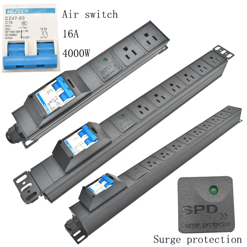 PDU power board network cabinet rack US socket 16A-4000W/32A-8000W air switch 2-9AC with surge protection wireless socket
PDU power board network cabinet rack US socket 16A-4000W/32A-8000W air switch 2-9AC with surge protection wireless socket