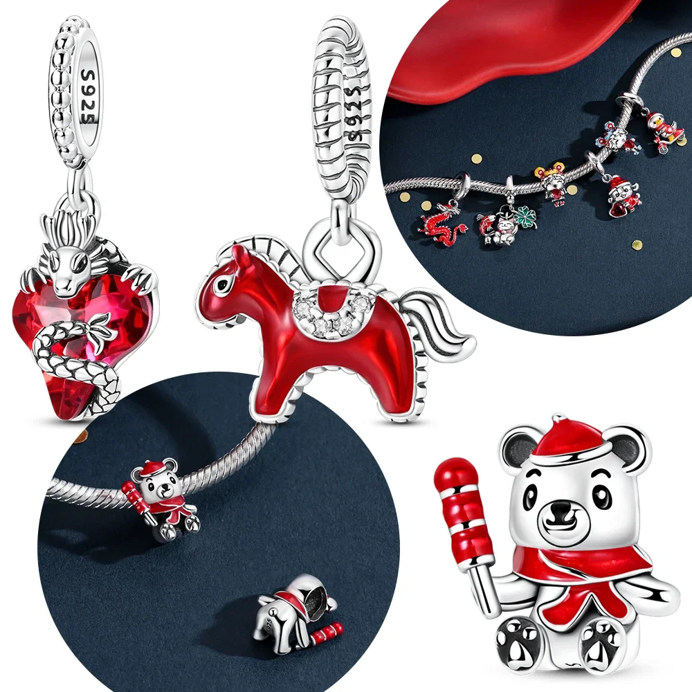 Кулон с красным драконом, лошадь, животное, медведь, конфета, оригинальные подвески, серебряные бусины S925, подходят для браслета, ювелирных изделий, подарок, нежный аксессуар
Кулон с красным драконом, лошадь, животное, медведь, конфета, оригинальные подвески, серебряные бусины S925, подходят для браслета, ювелирных изделий, подарок, нежный аксессуар