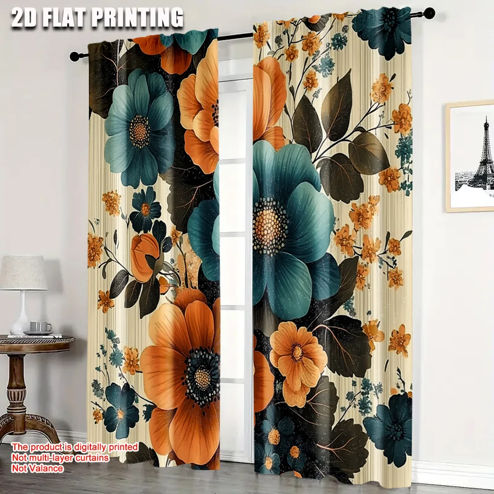 2pcs, Curtains Digital Printed 2D print Vintage Colored Flowers Versatile Fabric (without rod) Versatile All Use for Bedroom,
2pcs, Curtains Digital Printed 2D print Vintage Colored Flowers Versatile Fabric (without rod) Versatile All Use for Bedroom,